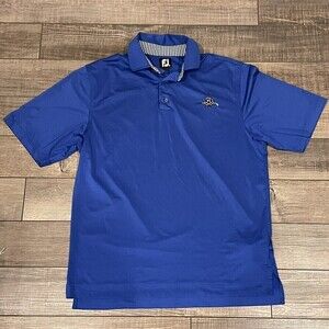 Footjoy Polo Shirt Adult Medium Blue Lightweight Collar Short Sleeve Shirt Mens
